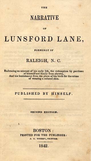 Title page of Lunsford’s narrative