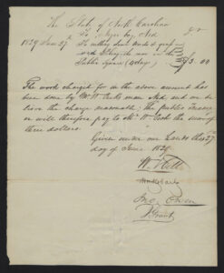 Letter showing William Peck was paid three dollars for Ned Peck's labor