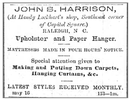 Ad from the Daily Standard from 1870 mentioning “Handy Lockhart’s shop.”