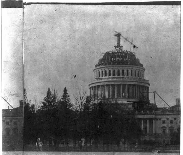 Photo showing the construction of the U.S. Capitol Dome, between 1860 and 1863