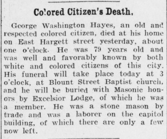 GW Hayes Obituary