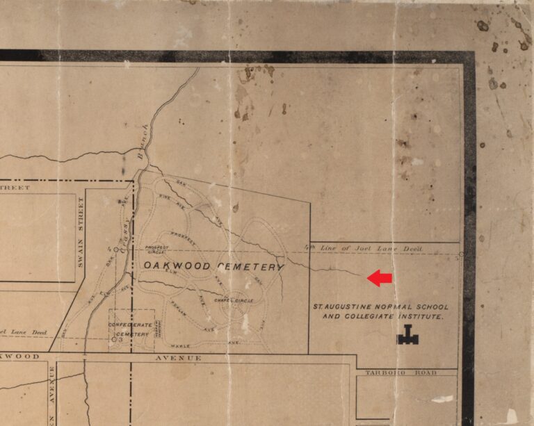 This map from 1888 shows possible origin of Saint Augustine Chapel cornerstone